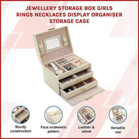 Jewellery Storage Box Girls Rings Necklaces Display Organiser Storage Case Home & Garden Kings Warehouse 