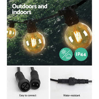 Jingle Jollys 50m LED Festoon String Lights 50 Bulbs Kits Wedding Party Christmas G80 Occasions Kings Warehouse 