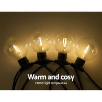 Jingle Jollys 50m LED Festoon String Lights 50 Bulbs Kits Wedding Party Christmas G80 Occasions Kings Warehouse 
