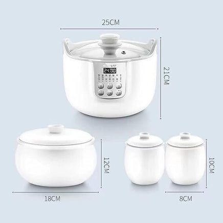 Joyoung White Porclain Slow Cooker 1.8L with 3 Ceramic Inner Containers Appliances Kings Warehouse 