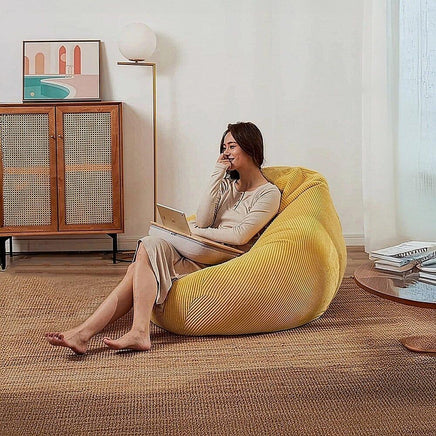 Jumbo Cord Beanbag Chair Cover Unfilled Large Bean Bag - Mustard Furniture Kings Warehouse 