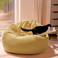 Jumbo Cord Beanbag Chair Cover Unfilled Large Bean Bag - Mustard Furniture Kings Warehouse 