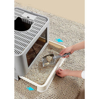 Jumbo Hooded Cat Litter Box Tray Pet Kitty Toilet for Large Cats w Hair Grooming cat supplies Kings Warehouse 