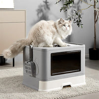 Jumbo Hooded Cat Litter Box Tray Pet Kitty Toilet for Large Cats w Hair Grooming Pet Care Kings Warehouse 