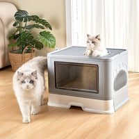 Jumbo Hooded Cat Litter Box Tray Pet Kitty Toilet for Large Cats w Hair Grooming Pet Care Kings Warehouse 