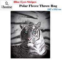 Just Home Blue Eyes Stripes Tiger Polar Fleece Throw Rug Home & Garden Kings Warehouse 