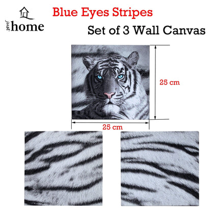 Just Home Set of 3 Printed Blue Eyes Stripes Tiger Wall Canvas Home & Garden Kings Warehouse 