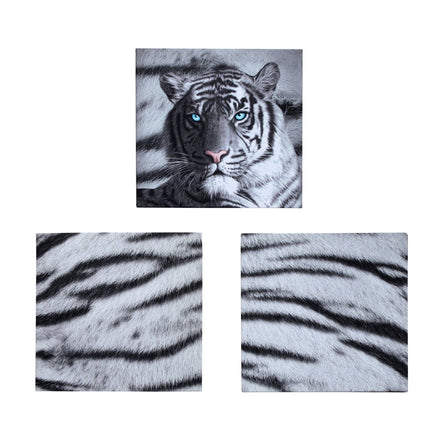 Just Home Set of 3 Printed Blue Eyes Stripes Tiger Wall Canvas Home & Garden Kings Warehouse 