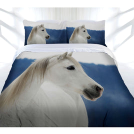 Just Home Snowy Horse Quilt Cover Set Queen Home & Garden Kings Warehouse 