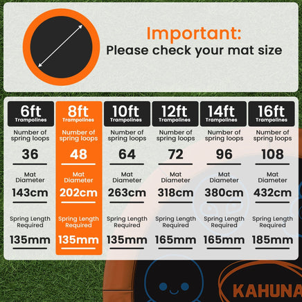 Kahuna 8ft Replacement Trampoline Jumping Mat - Emoji Sports & Fitness Kings Warehouse 