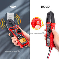 KAIWEETS HT206D Digital Clamp Meter T-RMS 6000 Counts, Multimeter Voltage Tester Auto-ranging, Measures Current Voltage Temperature Capacitance Resistance Diodes Continuity Duty-Cycle (AC/DC Current) Kings Warehouse 