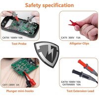 KAIWEETS Soft Silicone Electrician Test Leads Kit CAT III 1000V & CAT IV 600V with Alligator Clips and Needle Probe for Fluke/AstroAI/INNOVA Multimeter Electronic Clamp Meter 8PCS Tools Kings Warehouse 