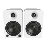 Kanto YU4 140W Powered Bookshelf Speakers with Bluetooth and Phono Preamp - Pair, Matte White with SX26W White Stand Bundle Audio & Video Kings Warehouse 