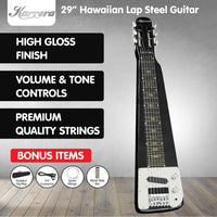 Karrera 29in 6-String Lap Steel Hawaiian Guitar - Black Kings Warehouse 