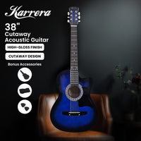 Karrera 38in Cutaway Acoustic Guitar with guitar bag - Blue Burst Audio & Video Kings Warehouse 