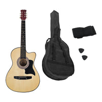 Karrera 38in Cutaway Acoustic Guitar with guitar bag - Natural Audio & Video Kings Warehouse 