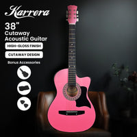 Karrera 38in Cutaway Acoustic Guitar with guitar bag - Pink Audio & Video Kings Warehouse 