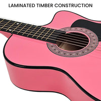 Karrera 38in Cutaway Acoustic Guitar with guitar bag - Pink Audio & Video Kings Warehouse 