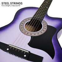 Karrera 38in Cutaway Acoustic Guitar with guitar bag - Purple Burst Audio & Video Kings Warehouse 