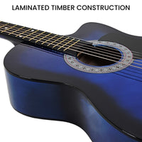 Karrera 38in Pro Cutaway Acoustic Guitar with Bag Strings - Blue Burst Audio & Video Kings Warehouse 