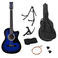 Karrera 38in Pro Cutaway Acoustic Guitar with Bag Strings - Blue Burst Audio & Video Kings Warehouse 