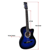 Karrera 38in Pro Cutaway Acoustic Guitar with Bag Strings - Blue Burst Audio & Video Kings Warehouse 