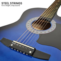 Karrera 38in Pro Cutaway Acoustic Guitar with Bag Strings - Blue Burst Audio & Video Kings Warehouse 