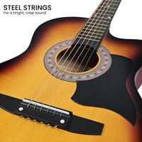 Karrera 38in Pro Cutaway Acoustic Guitar with Bag Strings - Sun Burst Audio & Video Kings Warehouse 