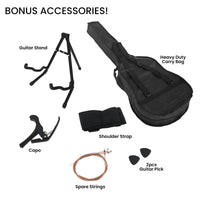 Karrera 38in Pro Cutaway Acoustic Guitar with Carry Bag - Black Audio & Video Kings Warehouse 