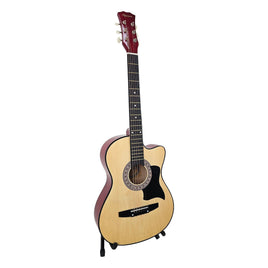 Karrera 38in Pro Cutaway Acoustic Guitar with guitar bag - Natural Audio & Video Kings Warehouse 