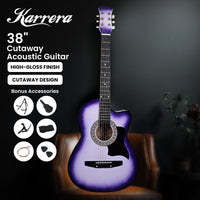 Karrera 38in Pro Cutaway Acoustic Guitar with guitar bag - Purple Burst Audio & Video Kings Warehouse 