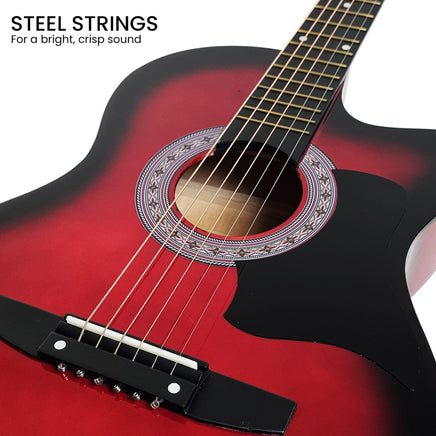 Karrera 38in Pro Cutaway Acoustic Guitar with guitar bag - Red Burst Audio & Video Kings Warehouse 