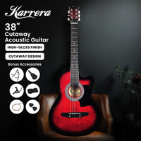 Karrera 38in Pro Cutaway Acoustic Guitar with guitar bag - Red Burst Audio & Video Kings Warehouse 