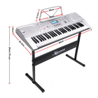 Karrera 61 Keys Electronic Keyboard Piano with Stand - Silver Kings Warehouse 