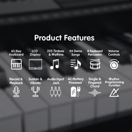 Karrera 61 Keys Electronic Keyboard Teaching Piano with Electric Stand in Silver CHJ-61 Audio & Video Kings Warehouse 