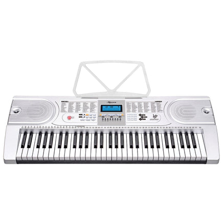 Karrera 61 Keys Electronic Keyboard Teaching Piano with Electric Stand in Silver CHJ-61 Audio & Video Kings Warehouse 
