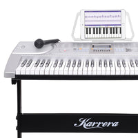 Karrera 61 Keys Electronic Keyboard Teaching Piano with Electric Stand in Silver CHJ-61 Audio & Video Kings Warehouse 