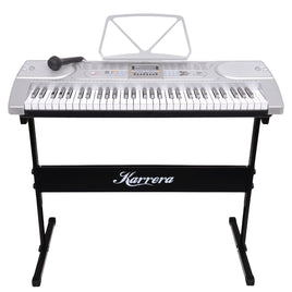 Karrera 61 Keys Electronic Keyboard Teaching Piano with Electric Stand in Silver CHJ-61 Audio & Video Kings Warehouse 