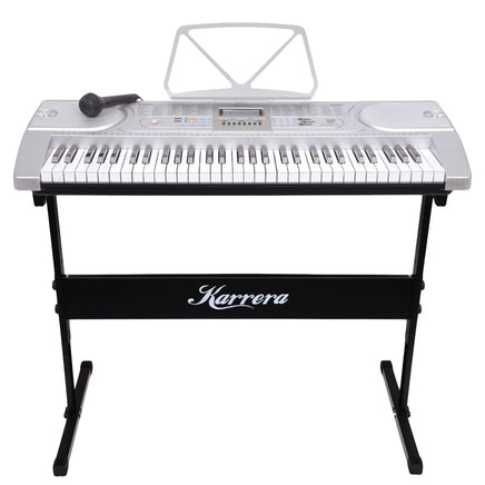 Karrera 61 Keys Electronic Keyboard Teaching Piano with Electric Stand in Silver CHJ-61 Audio & Video Kings Warehouse 