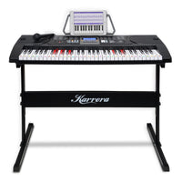 Karrera 61 Keys Electronic LED Keyboard Piano with Stand - Black Kings Warehouse 