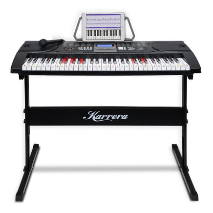 Karrera 61 Keys Electronic LED Keyboard Piano with Stand - Black Kings Warehouse 