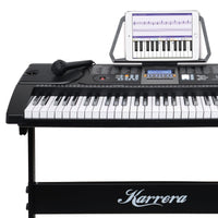 Karrera 61 Keys Electronic LED Keyboard Piano with Stand - Black Kings Warehouse 