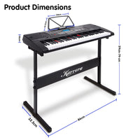 Karrera 61 Keys Electronic LED Keyboard Piano with Stand - Black Kings Warehouse 