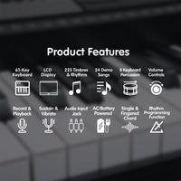 Karrera 61 Keys Electronic LED Keyboard Piano with Stand - Silver Audio & Video Kings Warehouse 