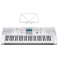 Karrera 61 Keys Electronic LED Keyboard Piano with Stand - Silver Audio & Video Kings Warehouse 