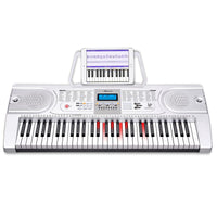 Karrera 61 Keys Electronic LED Keyboard Piano with Stand - Silver Kings Warehouse 