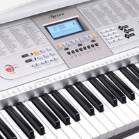 Karrera 61 Keys Electronic LED Keyboard Piano with Stand - Silver Kings Warehouse 