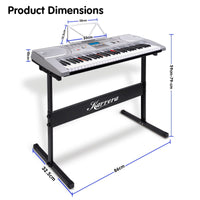 Karrera 61 Keys Electronic LED Keyboard Piano with Stand - Silver Kings Warehouse 