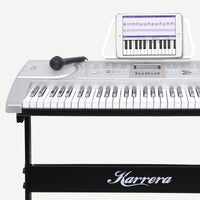 Karrera 61 Keys Electronic LED Keyboard Piano with Stand - Silver Kings Warehouse 