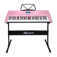 Karrera 61 Keys Electronic LED Piano Keyboard with Stand - Pink Kings Warehouse 